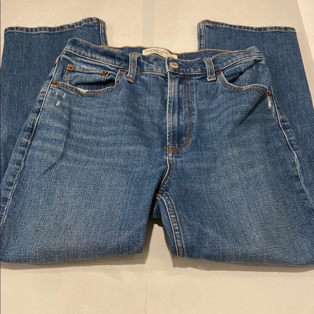 Abercrombie & Fitch Ankle Straight Ultra High Rise Cropped Jeans